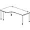 Schäfer Shop Genius Winkelschreibtisch MODENA FLEX 90°, Ansatz links, einseitig, verkürzte Seitenteile, 4-Fuß-Rundrohr, weiß/weißaluminium