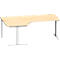Schäfer Shop Genius Winkelschreibtisch MODENA FLEX, 90° Winkel links, T-Fuß Rechteckrohr, B 2000 x T 1200/800 x H 650-850 mm, Ahorn/weißalu