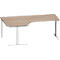 Schäfer Shop Genius Winkelschreibtisch MODENA FLEX, 90° Winkel links, T-Fuß Rechteckrohr, B 2000 x T 1200/800 x H 650-850 mm, Eiche/weißalu