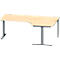 Schäfer Shop Genius Winkelschreibtisch MODENA FLEX, 90° Winkel rechts, T-Fuß Rechteckrohr, B 2000 x T 1200/800 x H 650-850 mm, Ahorn/anthrazit