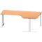 Schäfer Shop Genius Winkelschreibtisch MODENA FLEX, 90° Winkel rechts, T-Fuß Rechteckrohr, B 2000 x T 1200/800 x H 650-850 mm, Buche/weißalu