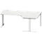 Schäfer Shop Genius Winkelschreibtisch MODENA FLEX, 90° Winkel rechts, T-Fuß Rechteckrohr, B 2000 x T 1200/800 x H 650-850 mm, lichtgrau/weißalu