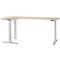 Schäfer Shop Genius Winkelschreibtisch Modena Flex, elektrisch höhenverstellbar, 90° Winkel beidseitig, B 2000 x T 1600 mm, Ahorn/weißaluminium