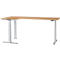 Schäfer Shop Genius Winkelschreibtisch Modena Flex, elektrisch höhenverstellbar, 90° Winkel beidseitig, B 2000 x T 1600 mm, Buche/weißaluminium