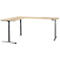 Schäfer Shop Genius Winkelschreibtisch Modena Flex, elektrisch höhenverstellbar, 90° Winkel beidseitig, B 2000 x T 2400 mm, Ahorn/anthrazit