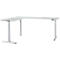 Schäfer Shop Genius Winkelschreibtisch Modena Flex, elektrisch höhenverstellbar, 90° Winkel beidseitig, B 2000 x T 2400 mm, lichtgrau/weißaluminium