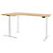 Schäfer Shop Genius Winkelschreibtisch Modena Flex, elektrisch höhenverstellbar, 90° Winkel, T-Fuß, B 2000 mm, Ahorn/weiß