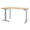 Schäfer Shop Genius Winkelschreibtisch Modena Flex, elektrisch höhenverstellbar, 90° Winkel, T-Fuß, B 2000 mm, Ahorn/weißalu