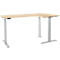 Schäfer Shop Genius Winkelschreibtisch Modena Flex, elektrisch höhenverstellbar, 90° Winkel, T-Fuß, B 2000 mm, Ahorn/weißalu