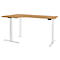 Schäfer Shop Genius Winkelschreibtisch Modena Flex, elektrisch höhenverstellbar, 90° Winkel, T-Fuß, B 2000 mm, Buche/weiß