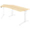 Schäfer Shop Genius Winkelschreibtisch PLANOVA ERGOSTYLE, elektrisch höhenverstellbar, 135° Winkel links, C-Fuß, B 2165 mm, Ahorn/weiß