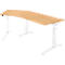 Schäfer Shop Genius Winkelschreibtisch PLANOVA ERGOSTYLE, elektrisch höhenverstellbar, 135° Winkel links, C-Fuß, B 2165 mm, Buche/weiß