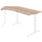 Schäfer Shop Genius Winkelschreibtisch PLANOVA ERGOSTYLE, elektrisch höhenverstellbar, 135° Winkel links, C-Fuß, B 2165 mm, Eiche/weiß