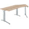 Schäfer Shop Genius Winkelschreibtisch PLANOVA ERGOSTYLE, elektrisch höhenverstellbar, 135° Winkel rechts, C-Fuß, B 2165 mm, Eiche/weißalu