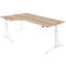Schäfer Shop Genius Winkelschreibtisch PLANOVA ERGOSTYLE, elektrisch höhenverstellbar, 90° Winkel links, C-Fuß, B 2000 mm, Eiche/weiß