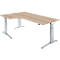 Schäfer Shop Genius Winkelschreibtisch PLANOVA ERGOSTYLE, elektrisch höhenverstellbar, 90° Winkel links, C-Fuß, B 2000 mm, Eiche/weißalu