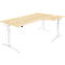 Schäfer Shop Genius Winkelschreibtisch PLANOVA ERGOSTYLE, elektrisch höhenverstellbar, 90° Winkel rechts, C-Fuß, B 2000 mm, Ahorn/weiß