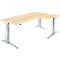 Schäfer Shop Genius Winkelschreibtisch PLANOVA ERGOSTYLE, elektrisch höhenverstellbar, 90° Winkel rechts, C-Fuß, B 2000 mm, Ahorn/weißalu