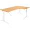 Schäfer Shop Genius Winkelschreibtisch PLANOVA ERGOSTYLE, elektrisch höhenverstellbar, 90° Winkel rechts, C-Fuß, B 2000 mm, Buche/weiß