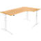 Schäfer Shop Genius Winkelschreibtisch PLANOVA ERGOSTYLE, elektrisch höhenverstellbar, 90° Winkel rechts, C-Fuß, B 2000 mm, Buche/weiß