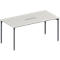 Schäfer Shop Mesa de conferencias Genius, conexión de 6 vías, rectangular, tubo redondo de 4 patas, An 1600 x F 800 x Al 720-840 mm, aluminio gris claro/blanco