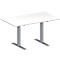 Schäfer Shop Mesa de conferencias Genius MODENA FLEX, rectangular, tubo rectangular con patas en T, ancho 1400 x fondo 800 x alto 650-850 mm, aluminio blanco/blanco RAL 9006