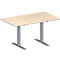 Schäfer Shop Mesa de conferencias Genius MODENA FLEX, rectangular, tubo rectangular con patas en T, ancho 1400 x fondo 800 x alto 650-850 mm, arce/aluminio blanco RAL 9006