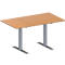 Schäfer Shop Mesa de conferencias Genius MODENA FLEX, rectangular, tubo rectangular con patas en T, ancho 1400 x fondo 800 x alto 650-850 mm, haya/aluminio blanco RAL 9006