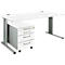 Schäfer Shop Pure 2-delige kantoormeubelset PLANOVA BASIC, bureau, B 1600 mm, wit/wit aluminium, met kabelgoot + verrijdbaar onderstel 1233