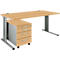 Schäfer Shop Pure 2-tlg. Büromöbel-Set PLANOVA BASIC, Schreibtisch, B 1600 mm, Buche/weißalu, mit Kabelkanal + Rollcontainer 1233