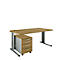 Schäfer Shop Pure 2-tlg. Büromöbel-Set PLANOVA BASIC, Schreibtisch, B 1600 mm, Kirsche Romana/weißalu, mit Kabelkanal + Rollcontainer 1233