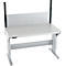 Schäfer Shop Pure Arbeitstisch AST31, elektrisch höhenverstellbar, Melaminplatte, T-Fuß, bis 400 kg, B 1500 x T 800 x H 725-1155 mm, weißaluminium/lichtgrau