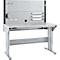 Schäfer Shop Pure Arbeitstisch AST31, elektrisch höhenverstellbar, Melaminplatte, T-Fuß, bis 400 kg, B 1500 x T 800 x H 725-1155 mm, weißaluminium/lichtgrau