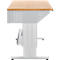 Schäfer Shop Pure Arbeitstisch AST31, elektrisch höhenverstellbar, Multiplex-Platte, T-Fuß, bis 400 kg, B 1500 x T 800 x H 730-1155 mm, weißaluminium/Buche