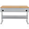 Schäfer Shop Pure Arbeitstisch AST31, elektrisch höhenverstellbar, Multiplex-Platte, T-Fuß, bis 400 kg, B 1500 x T 800 x H 730-1155 mm, weißaluminium/Buche