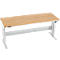 Schäfer Shop Pure Arbeitstisch AST31, elektrisch höhenverstellbar, Multiplex-Platte, T-Fuß, bis 400 kg, B 2000 x T 800 x H 730-1155 mm, weißaluminium/Buche