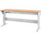 Schäfer Shop Pure Arbeitstisch AST31, elektrisch höhenverstellbar, Multiplex-Platte, T-Fuß, bis 400 kg, B 2000 x T 800 x H 730-1155 mm, weißaluminium/Buche