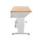 Schäfer Shop Pure Arbeitstisch AST31, elektrisch höhenverstellbar, Multiplex-Platte, T-Fuß, bis 400 kg, B 2000 x T 800 x H 730-1155 mm, weißaluminium/Buche
