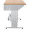 Schäfer Shop Pure Arbeitstisch AST31, elektrisch höhenverstellbar, Multiplex-Platte, T-Fuß, bis 400 kg, B 2000 x T 800 x H 730-1155 mm, weißaluminium/Buche