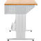Schäfer Shop Pure Arbeitstisch AST31, elektrisch höhenverstellbar, Multiplex-Platte, T-Fuß, bis 400 kg, B 750 x T 800 x H 730-1155 mm, weißaluminium/Buche
