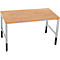 Schäfer Shop Pure Arbeitstisch AST31, manuell höhenverstellbar, Multiplex-Platte, 4-Fuß, bis 500 kg, B 1500 x T 800 x H 805-1035 mm, weißaluminium/Buche