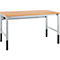 Schäfer Shop Pure Arbeitstisch AST31, manuell höhenverstellbar, Multiplex-Platte, 4-Fuß, bis 500 kg, B 1500 x T 800 x H 805-1035 mm, weißaluminium/Buche