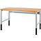 Schäfer Shop Pure Arbeitstisch AST31, manuell höhenverstellbar, Multiplex-Platte, 4-Fuß, bis 500 kg, B 1500 x T 800 x H 805-1035 mm, weißaluminium/Buche