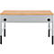 Schäfer Shop Pure Arbeitstisch AST31, manuell höhenverstellbar, Multiplex-Platte, 4-Fuß, bis 500 kg, B 1500 x T 800 x H 805-1035 mm, weißaluminium/Buche