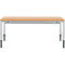 Schäfer Shop Pure Arbeitstisch AST31, manuell höhenverstellbar, Multiplex-Platte, 4-Fuß, bis 500 kg, B 2000 x T 800 x H 805-1035 mm, weißaluminium/Buche
