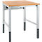 Schäfer Shop Pure Arbeitstisch AST31, manuell höhenverstellbar, Multiplex-Platte, 4-Fuß, bis 500 kg, B 750 x T 800 x H 805-1035 mm, weißaluminium/Buche
