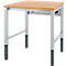 Schäfer Shop Pure Arbeitstisch AST31, manuell höhenverstellbar, Multiplex-Platte, 4-Fuß, bis 500 kg, B 750 x T 800 x H 805-1035 mm, weißaluminium/Buche