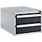 Schäfer Shop Pure Bloc-tiroirs 411, pour tables de travail AST31, montage à gauche/à droite, 2 tiroirs, verrouillable, jusqu'à 50 kg, acier, blanc-aluminium/anthracite