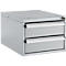 Schäfer Shop Pure Bloc-tiroirs 411, pour tables de travail AST31, montage à gauche/à droite, 2 tiroirs, verrouillable, jusqu'à 50 kg, acier, blanc-aluminium/blanc-aluminium