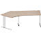 Schäfer Shop Pure Bureau d'angle PLANOVA BASIC, angle 135° gauche, pied en C, L 2165 x P 800/800 x H 717 mm, chêne/alu blanc + passage de câbles